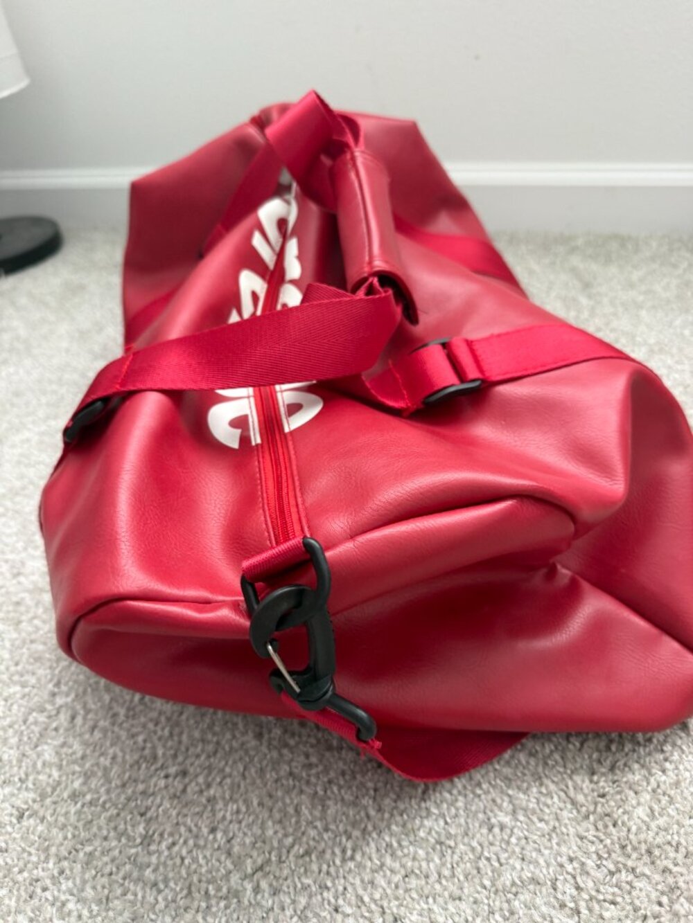 Supreme Red Duffel Bag with White Logo - Picture 3 of 11